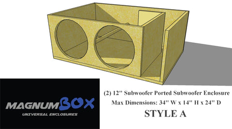 (2) 12" Subwoofer Ported Universal Design- STYLE A