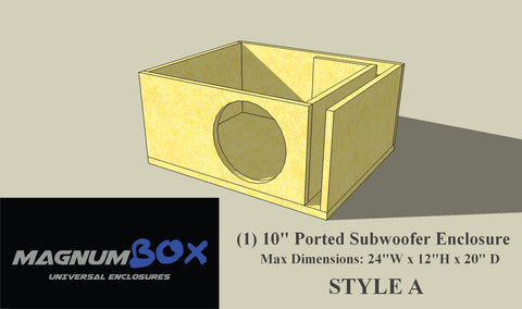 (1) 10" Subwoofer Ported Universal Design- STYLE A